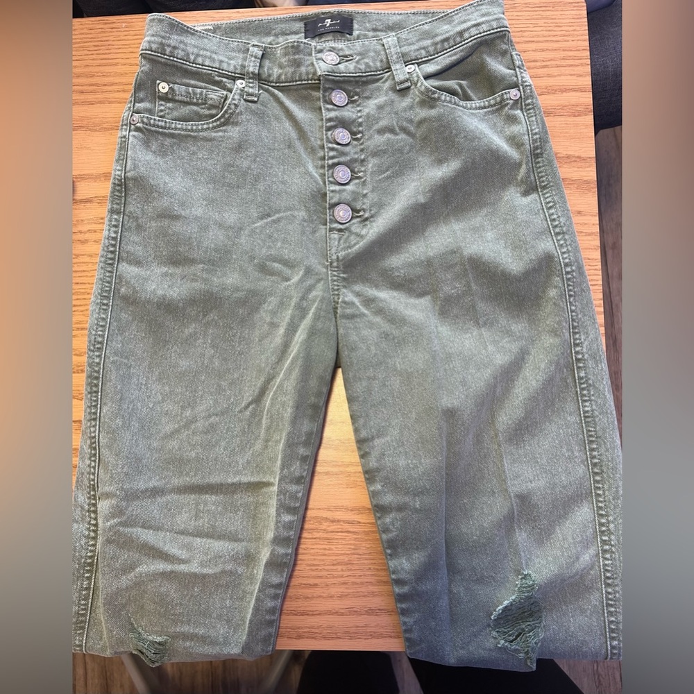 Green Washed Button Up Jeans
